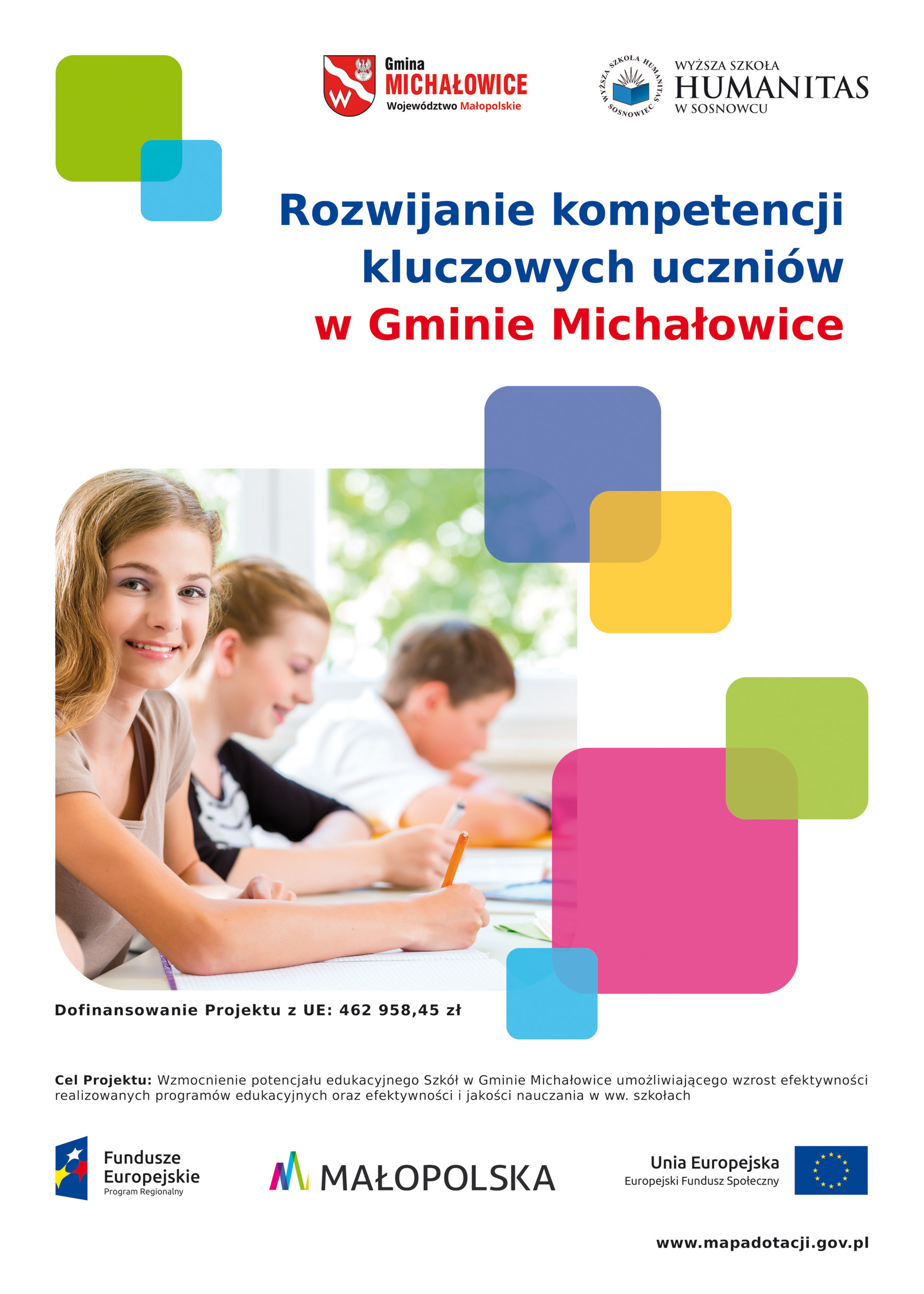 Projekt nr RPMP 10.01.03-12-0371/16 „Rozwijanie kompetencji kluczowych uczniów w Gminie Michałowice”
